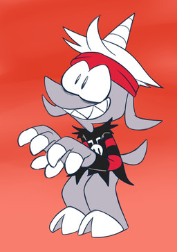 1_horn accessory anthro black_clothing black_eyes black_shirt black_topwear black_vest clothing fur grey_body grey_ears grey_fur grey_tail hair headband hooved_toes hooves horn male multicolored_clothing multicolored_shirt multicolored_topwear red_clothing red_headband red_shirt red_topwear sharp_teeth shirt smile solo tail teeth three-quarter_view topwear two_tone_clothing two_tone_shirt two_tone_topwear two_tone_vest vest white_clothing white_hair white_hooves white_horn white_topwear white_vest young young_anthro young_male 8-bit-britt corn_kidz_64 seve_(corn_kidz_64) bovid caprine goat mammal 2025 digital_media_(artwork) hi_res