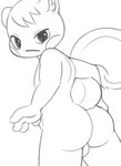 anthro backsack balls butt fluffy fluffy_tail genitals hair looking_at_viewer looking_back male nude rear_view solo tail unsavoryimpcat animal_crossing nintendo marshal_(animal_crossing) mammal rodent sciurid tree_squirrel absurd_res hi_res monochrome sketch