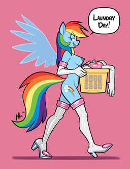 anthro armwear basket blue_body boots breasts clothing container cosplay crossover_cosplay cutie_mark dialogue elbow_gloves feathered_wings feathers female footwear gloves hair handwear high_heeled_boots high_heels holding_basket holding_container holding_object latex latex_armwear latex_boots latex_clothing latex_elbow_gloves latex_footwear latex_gloves latex_handwear latex_legwear latex_thigh_boots latex_thigh_highs legwear long_hair multicolored_hair multicolored_tail nipples pink_eyes rainbow_hair rainbow_tail shoes solo speech_bubble tail text thigh_boots thigh_highs walking white_armwear white_clothing white_elbow_gloves white_gloves white_handwear white_latex white_legwear white_thigh_boots white_thigh_highs wings lettuce_(artist) friendship_is_magic hasbro my_little_pony mythology sega sonic_the_hedgehog_(series) rainbow_dash_(mlp) rouge_the_bat equid equine mammal mythological_creature mythological_equine pegasus 2026 absurd_res crossover english_text hi_res