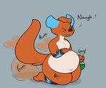 >w< anthro belly big_belly big_tail blush blush_lines eyes_closed fart fart_cloud fart_fetish holding_belly hyper hyper_fart male orange_fart_cloud overweight potion potion_bottle raised_tail rumbling_stomach sitting sitting_on_knees solo sound_effects tail conditional_dnp verdantphysician canid canine fox mammal 6:5