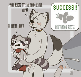 age_difference anal anal_penetration angry anthro balls being_watched blush cigarette clothing eye_patch eyewear fleshlight_position fur genitals grey_body grey_fur group like_goal looking_at_another male male/male markings mostly_nude nipples nude penetration penis praise retweet_goal reverse_stand_and_carry_position scarf scarf_only sex simple_background size_difference standing standing_sex strip_game striped_markings striped_tail stripes tail tail_markings text trio young young_anthro young_male younger_male younger_penetrated capnkabi gray_(capnkabi) kabi_(capnkabi) silver_(capnkabi) aquatic canid canine fish fox mammal procyonid raccoon colored english_text