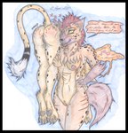 anthro black_border blood bodily_fluids border breasts bruised butt colored_pencil duo feet female female/female fur genitals hair male male/female markings nipples nude pawpads paws pussy scratches simple_background spank_marks spots spotted_body spotted_fur tail text yellow_body cougar_leon dc_comics autumn_williams cheetah_(dc) cheetah felid feline hyena mammal werecreature werehyena colored_pencil_(artwork) hi_res traditional_media_(artwork)