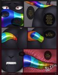 anal anal_penetration anthro anus bald big_dildo black_body black_fur black_nose bodily_fluids clenched_teeth collar colored_nails dildo duo fur internal internal_anal long_dildo long_nails male nails penetration pink_nail_polish pink_nails rainbow_dildo red_eyes saliva sex_toy speech_bubble teeth text eliana-asato jen_(eliana-asato) matt_(eliana-asato) felid feline lynx mammal pantherine comic digital_media_(artwork) english_text hi_res url