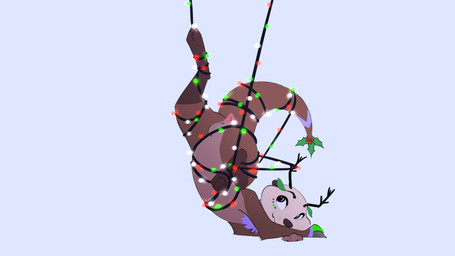 anthro antlers anus bdsm bondage bound brown_body brown_fur christmas_decorations christmas_lights female fur genitals holly_(plant) horn leaf paint plant purple_body purple_eyes purple_fur solo string_light_bondage string_lights vulva trevart lessy_blueberry mammal mustelid otter sea_otter 16:9 4k absurd_res hi_res widescreen