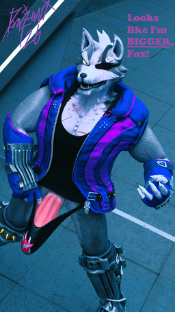 anthro big_penis boots clothing dialogue erection eye_patch eyewear footwear genitals gloves handwear looking_at_viewer male open_mouth penis scar shirt shoes solo speedo swimwear tank_top tenting text topwear vest domizoni okamical_(modeler) nintendo star_fox wolf_o'donnell canid canine canis mammal wolf 2026 3d_(artwork) 9:16 blender_(artwork) blender_cycles_(artwork) digital_media_(artwork) english_text hi_res