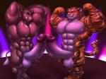 anthro anthro_on_anthro balls big_muscles big_penis biped duo erection flexing frottage genitals huge_muscles huge_penis humanoid_genitalia humanoid_penis hyper hyper_genitalia hyper_muscles hyper_penis interspecies male male/male muscular muscular_male nude penile penis sex standing interval felid mammal pantherine suid suine sus_(pig) tiger wild_boar 4:3