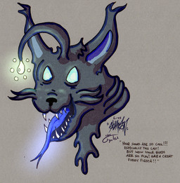 ambiguous_gender blue_body feral lure_(anatomy) quadruped solo text whiskers white_eyes gyrotech unknown_artist unknown_artist_signature failbetter_games fallen_london k'aazast lampcat english_text hi_res portrait signature nonbinary_(lore)
