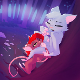 anthro biped blush bodily_fluids breasts cheek_tuft crotch_tuft detailed_background duo ear_tuft erection eyelashes eyes_closed facial_tuft fellatio female female_penetrated forest fur furless_tail genitals grey_body grey_fur hair head_tuft held_up kneeling kneeling_on_ground lift_job looking_pleasured looking_up_at_partner male male/female male_penetrating male_penetrating_female one_eye_closed open_mouth oral outside_sex penetration penile penis penis_in_mouth plant purple_eyes red_body red_fur red_hair sex small_breasts small_waist sweat sweaty_face tree tuft wide_hips yellow_sclera pusszone mammal mouse murid murine rodent 1:1 2025 hi_res