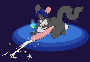 anthro balls big_balls big_breasts big_butt big_penis black_body black_fur blue_hair bodily_fluids breast_play breast_squish breasts butt cum cumshot ejaculation fluffy fluffy_tail fur genital_fluids genitals gynomorph hair hands-free huge_balls huge_penis humanoid_genitalia humanoid_penis hyper hyper_balls hyper_genitalia hyper_penis intersex long_penis long_tail looking_pleasured one_eye_closed penis red_eyes solo squish tail thick_thighs wide_hips dawmino emma_(tiratel) chinchilla chinchillid mammal rodent 2025 digital_media_(artwork) hi_res