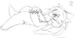 anthro female lying on_back solo sorrynothing deo_(sorrynothing) alien hybrid black_and_white monochrome