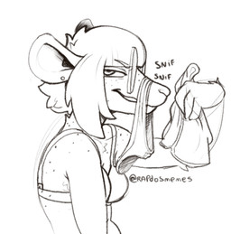 anthro armpit_hair body_hair bra clothing eyewear female freckled_back freckled_face freckled_shoulders freckles glasses looking_at_viewer piercing sniffing sniffing_clothes solo underwear underwear_sniffing cyantmov nail_(cyantmov) mammal mouse murid murine rodent