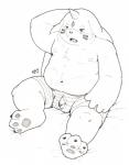 anthro balls belly biped bulge clothing genitals male moobs navel nipples overweight overweight_anthro overweight_male penis simple_background sitting solo underwear thezestiestbone bandai_namco digimon digimon_(species) gargomon mammal 2019 absurd_res hi_res