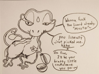 bedroom_eyes dialogue eyelashes female feral genitals narrowed_eyes pokeball seductive snout tail teasing teasing_viewer text thick_thighs vulva elderberry nintendo pokemon gecko gecqua generation_10_pokemon lizard pokemon_(species) reptile scalie 2026 english_text hi_res pen_(artwork) sketch traditional_media_(artwork)