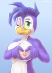 anthro beak breasts female gesture heart_gesture looking_at_viewer nipples non-mammal_nipples oppai_heart solo gobanire los_pintin ada_pintin avian bird penguin absurd_res hi_res