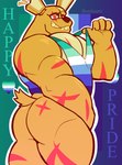 anthro bottomless butt clothed clothing lgbt_pride male muscular muscular_male pride_color_clothing pride_colors scar shirt solo tail tank_top topwear vincian_pride_colors wounded beetleartz five_nights_at_freddy's five_nights_at_freddy's_3 scottgames springtrap_(fnaf) lagomorph leporid mammal rabbit undead zombie hi_res