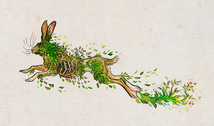ambiguous_gender bone brown_body brown_fur feral fur jumping leaf plant red_sclera simple_background solo whiskers white_background maquenda hare lagomorph leporid mammal undead digital_media_(artwork)