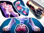 feet foot_focus humanoid_feet pawpads paws plantigrade soles toes picti collage_(disambiguation) 3d_(artwork) digital_media_(artwork) hi_res