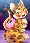 anthro areola big_butt blush bodily_fluids breasts butt countershading duo female huge_butt nipples nude pink_areola pink_nipples sweat thick_thighs wide_hips dagasi kirby_(series) kirby_and_the_forgotten_land nintendo clawroline kirby felid feline leopard mammal pantherine waddling_head 2022 hi_res