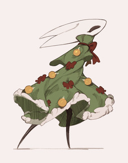 2_horns ambiguous_gender biped christmas_clothing clothed clothing empty_eyes green_clothing holidays horn shadow simple_background solo standing dethmaid christmas hollow_knight_(franchise) team_cherry hornet_(hollow_knight) arthropod 2025 hi_res
