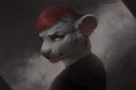 adolescent anthro clothing furrowed_brow green_eyes grey_background hair head_turned looking_at_viewer looking_back looking_back_at_viewer male red_hair simple_background solo stripes young keumano finnian_ennis felid mammal pantherine tiger 2018 3:2 digital_media_(artwork)