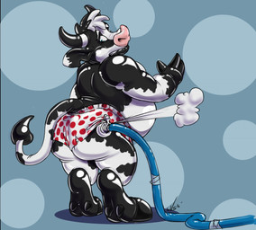 abstract_background air_puff anthro butt clothing cloud_emanata emanata glistening hose hose_inflation inflatable inflation latex looking_back nozzle pattern_clothing pattern_underwear pool_toy solo spots spotted_clothing spotted_underwear underwear lockheedskunk roy_(lockheedskunk) animate_inanimate bovid bovine cattle dairy_cattle holstein_friesian_cattle living_inflatable mammal