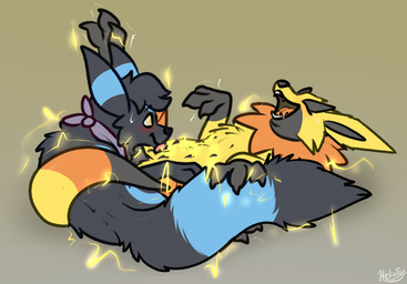 animal_genitalia animal_vulva belly belly_lick belly_licking blush canine_genitalia canine_vulva duo electric electricity electrostimulation female feral fur fusion genitals licking male male/female multi_nipple nipples open_mouth orgasm pokemon_fusion quadruped raised_leg shocked simple_background tail teasing tongue tongue_out vulva wet yellow_body yellow_fur conditional_dnp heliofox fakemon nintendo pokemon fan_character tesla_(heliofox) tiao_(equinoct) canid canine canis eeveelution generation_1_pokemon generation_2_pokemon generation_6_pokemon heliolisk hybrid jolteon mammal pokemon_(species) umbreon digital_media_(artwork) hi_res
