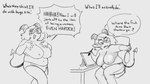 biped black_text breasts bulge chair clothed clothing confusion desk drawing drawing_tablet examining_self eyewear furniture glasses gynomorph gynomorph_humanoid holding_mirror holding_object horn intersex intersex_humanoid laugh mirror navel nipples office_chair panties panties_only question_mark round_glasses slightly_chubby solo spade_tail speech_bubble table tail text topless underwear underwear_only wearing_glasses chimeracauldron expectation_vs_reality horned_humanoid humanoid english_text handwritten_text monochrome trans_(lore) trans_woman_(lore)