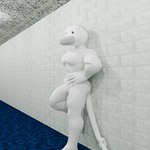 anthro arm_on_hip black_eyes blue_floor bound crossed_arms crossed_legs half-closed_eyes hallway looking_at_another male muscular muscular_male narrowed_eyes nude pecs smile smug sock_puppet solo standing tail tail_between_buttocks tail_tied white_wall albalbalb baldi's_basics_in_education_and_learning arts_and_crafters_(baldi's_basics) animate_inanimate 1:1 2021 3d_(artwork) digital_media_(artwork)