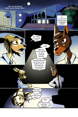 accessory anthro blonde_hair brown_body brown_fur brown_hair clothed clothed_anthro clothed_female clothed_male clothing dialogue duo female female_anthro fur hair male male_anthro necktie night short_hair yellow_body yellow_fur gatonejo gadea_(gatonejo) canid canine canis deer domestic_dog mammal 2026 comic hi_res