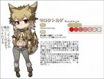 alternative_fashion black_eyes blonde_hair border bottomwear brown_hair clothed clothing collar female footwear gloves hair handwear horn jacket multicolored_hair navel pants punk shirt shoes short_hair solo spiked_collar spikes text topwear torn_clothing torn_topwear transparent_border yoshida_hideyuki kemono_friends fan_character agamid animal_humanoid humanoid lizard reptile reptile_humanoid scalie scalie_humanoid thorny_devil alpha_channel japanese_text translated watermark