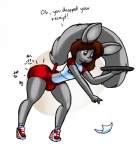 anthro big_butt biped bottomwear bulge butt clothing femboy footwear fur grey_body grey_fur hair high_heels hotpants huge_butt male shoes shorts solo thick_thighs wedge_(footwear) wedge_sneakers wide_hips norithics cocks_(norithics) ash_brooks chinchilla chinchillid mammal rodent 2017