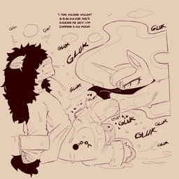 blush clothing dialogue duo eyelashes eyewear fellatio female feral fur glasses hair hair_over_eyes heart_symbol hooves horn male male/female oral oral_penetration penetration penile penile_penetration pupils sex sitting sound_effects tail teeth text tongue cold-blooded-twilight friendship_is_magic hasbro my_little_pony princess_luna_(mlp) equid equine horse mammal pony 1:1 english_text hi_res monochrome