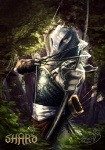 aiming anthro archer armor arrow_(weapon) bow_(weapon) detailed_background forest holding_object holding_weapon male nature outside plant quiver_(object) ranged_weapon solo tree weapon wood yellow_eyes pechschwinge scalie