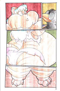 anthro belly big_belly big_butt big_cheeks butt derp_eyes female huge_butt male puffed_cheeks rear_view virus-20 felid feline mammal comic