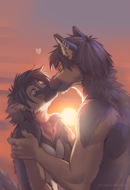anthro anthro_on_anthro areola black_hair black_nose blush breasts brown_body brown_fur brown_hair duo female fingers fur hair kiss_on_lips kissing male male/female nipples nude nude_anthro nude_female nude_male romantic romantic_ambiance romantic_couple smile sunset koul dawn_(decollie) riff_(riff34) canid canine canis domestic_dog german_shepherd herding_dog mammal pastoral_dog hi_res