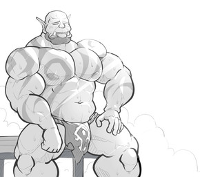 abs asian_clothing big_muscles bodily_fluids bulge clothed clothing east_asian_clothing fundoshi japanese_clothing male muscular muscular_arms muscular_humanoid muscular_male navel nipples not_furry open_mouth pecs sauna sitting solo steam sweat tongue tongue_out topless underwear maldu blizzard_entertainment warcraft garrosh_hellscream humanoid orc absurd_res hi_res
