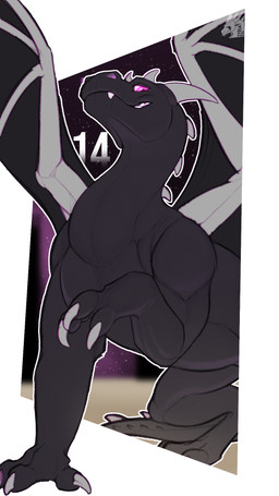 3_fingers abstract_background ambiguous_gender black_body black_scales claws feral finger_claws fingers grey_claws grey_horn grey_spikes horn looking_at_viewer looking_down looking_down_at_viewer membrane_(anatomy) membranous_wings outline purple_eyes scales smile solo spikes spikes_(anatomy) spread_wings tail teeth white_outline wings zyria european_mythology microsoft minecraft mojang mythology xbox_game_studios dragon ender_dragon mythological_creature mythological_scalie scalie western_dragon 9:16 hi_res