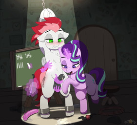 animal_genitalia ball_fondling balls bdsm blush bodily_fluids bondage bound chalk chalkboard clenched_teeth cum cumshot cutie_mark dominant dominant_female duo ears_down ejaculation erection female feral fluffy fondling forced forced_orgasm fur genital_fluids genitals hair hand_above_head horn magic magic_handjob male male/female multiple_orgasms orgasm penile penis pivoted_ears restraints riding_crop spreader_bar submissive submissive_male tail tally_marks teeth whip whip_mark white_body white_fur wings n0nnny friendship_is_magic hasbro my_little_pony mythology starlight_glimmer_(mlp) swift_apex equid equine horse mammal mythological_creature mythological_equine pegasus pony unicorn 2025 2d_animation animated digital_media_(artwork) long_playtime no_sound webm