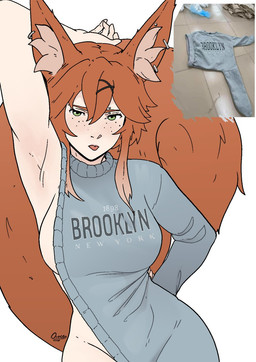 breasts brown_hair brown_tail clothed clothing eyebrow_piercing facial_piercing female freckled_face freckles green_eyes grey_clothing grey_sweater grey_topwear hair looking_at_viewer no_bra no_underwear photo_reference piercing raised_arm side_boob simple_background solo standing sweater tail tongue tongue_out topwear white_background randomtanstudio brooklyn_sweater meme_clothing jesse_(randomtanstudio) animal_humanoid humanoid mammal mammal_humanoid rodent rodent_humanoid sciurid sciurid_humanoid tree_squirrel_humanoid hi_res meme