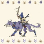 ambiguous_gender anthro chibi duo feral fluffy happy melee_weapon riding shadow size_difference smile sword tail walking weapon unknown_artist capcom monster_hunter canid canine canis canyne felid feline felis felyne lynian mammal palamute palico 1:1 official_art