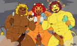 abs anthro balls bashful bath bathhouse beard biceps black_eyes blonde_hair blush blush_lines brown_body brown_fur brush erection excited facial_hair freckles fur genitals goatee grey_background group hair happy humanoid_genitalia humanoid_penis looking_at_viewer male male/male messy_hair muscular muscular_anthro muscular_male mustache nipples nude offering_to_viewer open_mouth orange_body orange_fur pecs penis pubes red_hair simple_background smile steam throbbing throbbing_penis tongue wet wet_body wet_fur yellow_body yellow_fur koruro animal_crossing nintendo bud_(animal_crossing) mott_(animal_crossing) rory_(animal_crossing) felid lion mammal pantherine digital_media_(artwork) hi_res signature