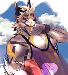 anthro ball basketball_(ball) claws clothing cloud finger_claws fur grey_body grey_fur hair hand_on_chin male nipples pawpads red_eyes scar shirt sky solo tank_top topwear white_body white_fur white_hair wristband ohayashi55 lifewonders tokyo_afterschool_summoners q'ursha_(tas) canid canine canis domestic_dog mammal hi_res