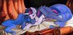 blue_eyes blue_hair cuddling duo feathered_wings feathers female feral hair half-closed_eyes horn multicolored_hair narrowed_eyes one_eye_closed purple_eyes smile using_wings wing_hug wings silfoe friendship_is_magic hasbro my_little_pony mythology princess_luna_(mlp) twilight_sparkle_(mlp) equid equine mammal mythological_creature mythological_equine winged_unicorn 2015 hi_res