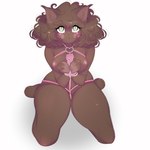 5_fingers anthro big_breasts bound breasts brown_body brown_fur brown_hair female fingers fur hair looking_at_viewer nude pink_rope rope solo yeagar darcie_(yeagar) felid feline lynx mammal 1:1 hi_res