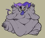 areola arm_rolls belly_overhang belly_rolls big_areola big_cheeks big_moobs black_sclera cellulite clothing deep_navel fat_rolls fool's_hat front_view grey_body hat hat_only headgear headgear_only headwear headwear_only humanoid_pointy_ears leg_rolls male moobs morbidly_obese morbidly_obese_humanoid mostly_nude navel obese obese_humanoid overweight overweight_humanoid pointy_ears pupils purple_tongue raised_arms raised_leg sharp_teeth short short_stack smile solo teeth tongue tongue_out waddling walking yellow_pupils smokii deltarune undertale_(series) jevil_(deltarune) darkner humanoid imp 2025 hi_res