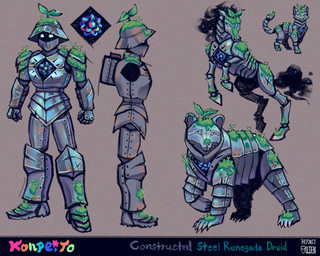 cosmic_flesh druid feral magic_user quadruped solo text tribal_spellcaster hermitollien bear domestic_cat equid equine felid feline felis horse humanoid living_armor mammal 2026 5:4 english_text model_sheet signature