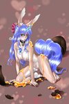 breasts female food green_eyes hair honey_(food) horn nipples paws solo rukuria rukuria_(character) lagomorph leporid mammal rabbit 2:3