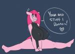 anthro anthrofied big_breasts breasts clothed clothing female fully_clothed heart_symbol huge_breasts nipple_outline solo spread_legs spreading text tight_clothing somescrub friendship_is_magic hasbro my_little_pony hugtastic_pinkie_pie pinkamena_(mlp) pinkamena_diane_pie pinkie_pie_(mlp) earth_pony equid equine horse mammal pony 2015 english_text hi_res