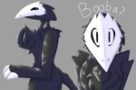 3_fingers ambiguous_gender anthro black_body black_fur bone chest_tuft fingers fluffy fluffy_chest fur mask simple_background skull skull_mask solo tail tuft joku676 alien digital_drawing_(artwork) digital_media_(artwork) hi_res shaded
