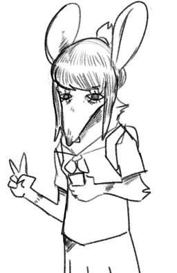 anthro asian_clothing backpack bottomwear buckteeth cellphone clothed clothing east_asian_clothing electronics eyelashes female fur gesture hair hand_gesture holding_cellphone holding_object holding_phone japanese_clothing japanese_school_uniform phone ponytail school_uniform serafuku simple_background skirt solo teeth uniform v_sign white_background actionbastardvirginblstr mammal mouse murid murine rodent 2018 monochrome sketch